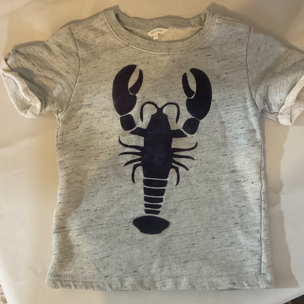 Toddler Heather Gray blue Lobster Graphic Tee - Unbranded